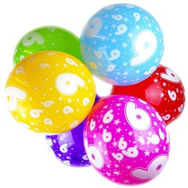 Happium 9th Birthday Balloons, 12" Multicoloured Numbers Printed Latex Age Balloons, Birthday Digit Balloons 9 for Girls Boys 9 Year Old Birthday Decorations, 9th Anniversary Party (Pack of 10)