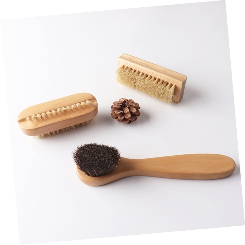 LALAFINA 3pcs Wooden Handwashing Brush Multi-Purpose Nail Brush Natural Pig