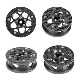 RampCrab 1.6" (40.6mm) Super Wheels, Carbon fibre Beadlock Wheels, fit fot SCX24, TRX4M, FCX24, FCX24M, CR18P, Style A, Standard
