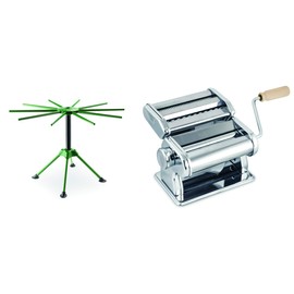 Fante's Machine and Collapsible Drying Rack Set Pasta Maker, Heavy Duty Steel