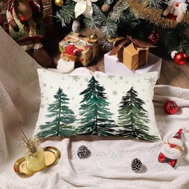 ZWJD Christmas Cushion Cover, 30 x 50 cm, Set of 1 Cushion Covers, Decorative Linen Cushion Covers for Christmas, Sofa, Bedroom, Couch, Cushion Cover, 30 x 50 cm