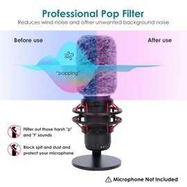 YOUSHARES QuadCast Mic Windscreen, Furry Wind Cover Compatible with HyperX QuadCast Mic and HyperX QuadCast S microfono for Filter Ambient and Breathing Winds