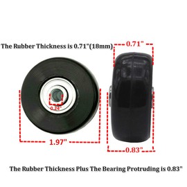 Suitcase Wheels Replacement Wheels ORO Rubber Wheels 1 Pair Mute Luggage Suitcase Replacement Wheels (50 x 18 mm Black)