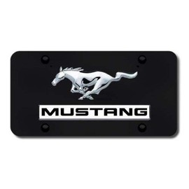 Au-tomotive Gold Compatible with Ford Mustang, Name and Logo on Black License Plate