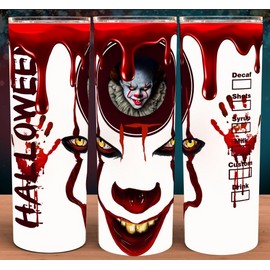 Unbranded Glow in the Dark IT Pennywise the Clown Cup Mug Tumbler 20oz with lid and straw