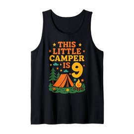 Tent Camping 9th Birthday This Little Camper is 9 Tank Top