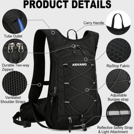 Arvano Hydration Backpack Cycling Rucksack With Water Bladder 2L For Men Women, Lightweight Running Backpack With Insulated Compartment, Small Bike Backpack For Hiking, Mountain Biking, Skiing