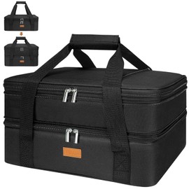 Vuudh Expandable Casserole Carrier Bag - Double Decker Food Bag, Insulated Casserole Carrier for Hot or Cold Food, Lasagna Holder Tote for Picnics,Beaches,Traveling or Gifts