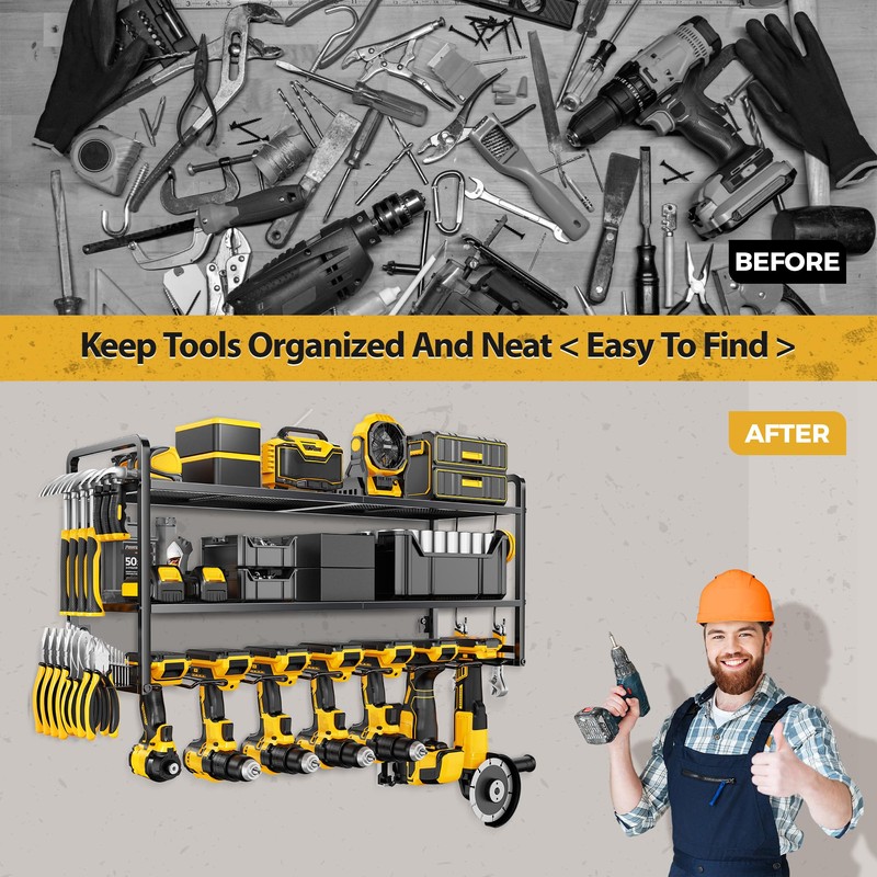 LBT Power Tool Organizer Wall Mount Garage Tool Storage with