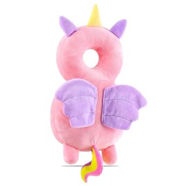 Baby Head Guard Pillow, Adjustable Protective Pillow Baby, Infant Safety Pads, Back Protector Baby, Adjustable Infant Pillow, for Toddler Baby Walkers, Unicorn Style, Pink