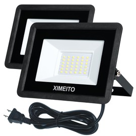 XIMEITO LED Floodlight, 30 W, Daylight Color, 3,600 LM, 6,500 K, 1.8 Cord, IP66 Waterproof, 120° Wide Angle, 100 V Compatible, Work Light, For Construction Use, LED Light, Work Light, Sign Light