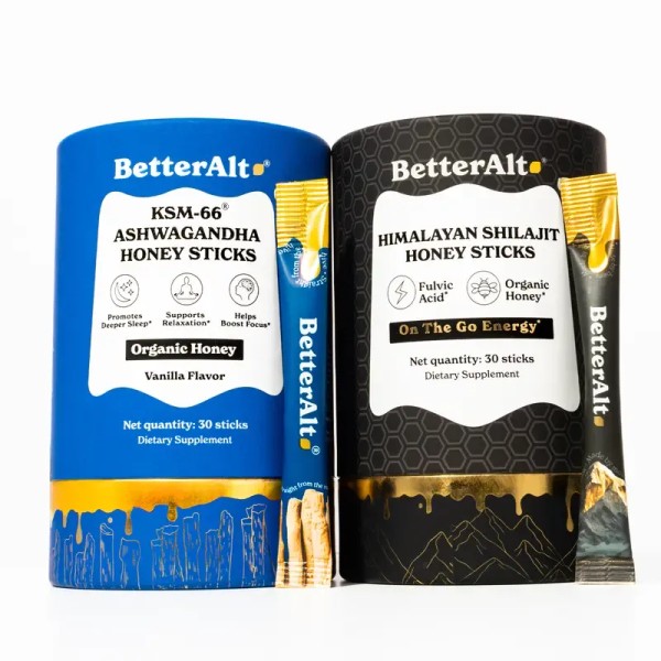 BetterAlt Cortisol Reducer Duo | GOLD+ Shilajit Honey Sticks &