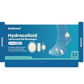 Hydrocolloid Gel Blister Bandages Pads - Kimihome 23ct Water Resistant Blisters Bandages - Adhesive Blister Pads for Heel, Foot, Toe - Gel Blister Chshions for Prevention & Recovery (Heel Pack)