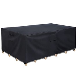 Rosoenvi Patio Furniture Covers, Waterproof and Heavy Duty 600D Outdoor Sectional Sofa Set Cover and Patio Table Covers, Table and Chair Set Covers for Rainy, Snowy and Sunny, 98 x 78 x 32 Inch