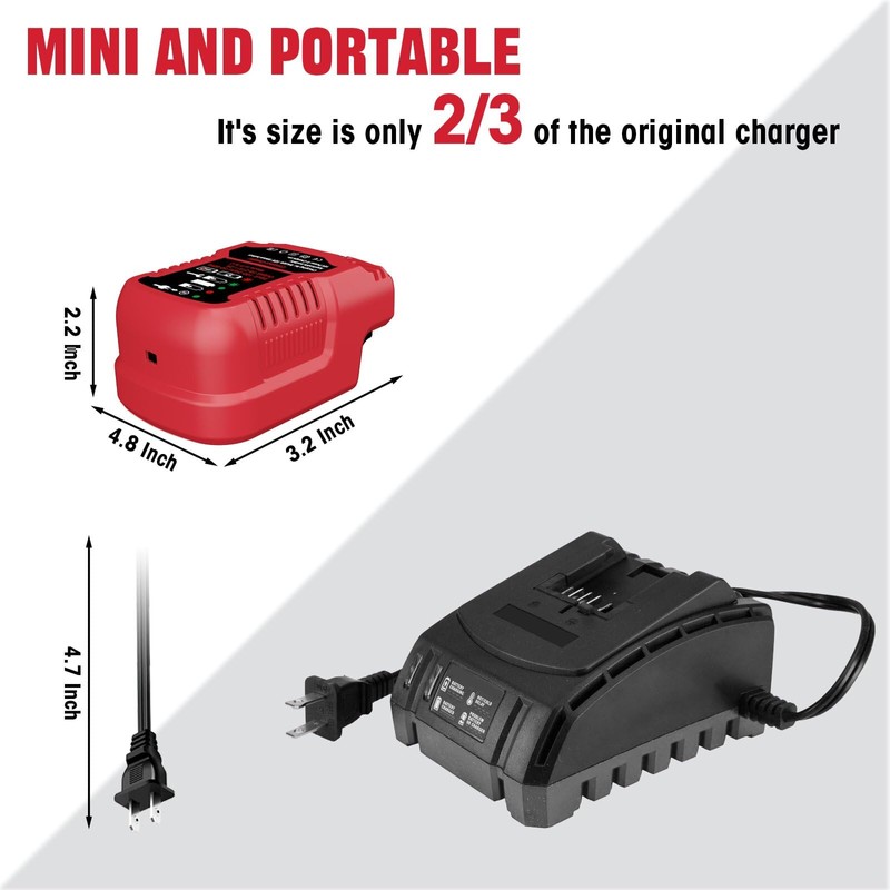 for Bauer 20V Battery Charger,1/2 Size for Bauer 20V Mini