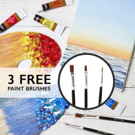 KOLOR KINGDOM Acrylic Paint Set 12 Canvas Paints Colour Kit Artists & Beginners Craft Paints for Paper,Rock Painting,Wood,Ceramic & Fabric 3 Paint Brushes (12 X 12 ML)