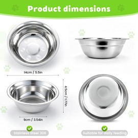 12PCS Stainless Steel Cat Bowls Dishes, 5.6” Metal Shallow Wide Whisker Friendly Cat Food Water Feeding Bowl, Kitten Plates, Basic Indoor Pet Food Tray, Dishwasher Safe