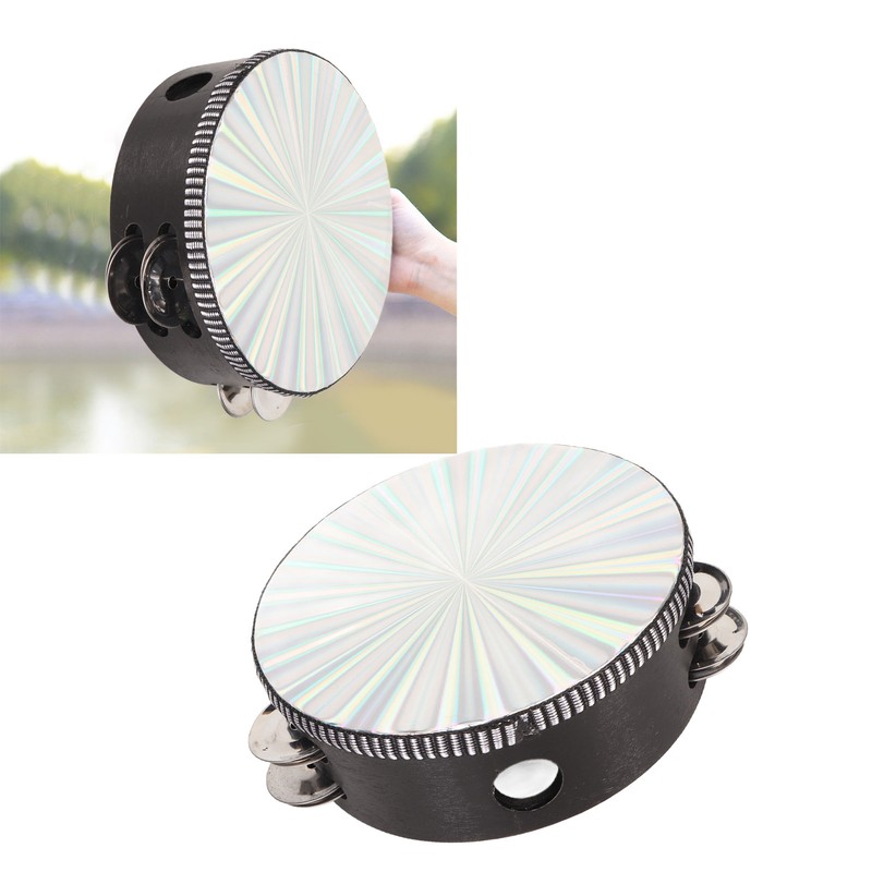 6 Inch Tambourines Double Row Melodious Polished Reflective Drum Hand
