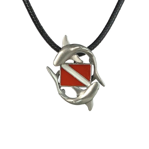 Shark Diver Necklace Pewter Pendant- Shark Gifts for Women and