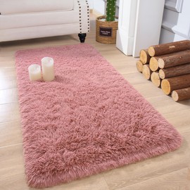 Chicrug 2x4 Soft Runner Rugs for Bedroom, Plush Hallway Carpet Runner Rug, Fluffy Rug for Living Room Bedside Room Decor for Family Kids, Blush