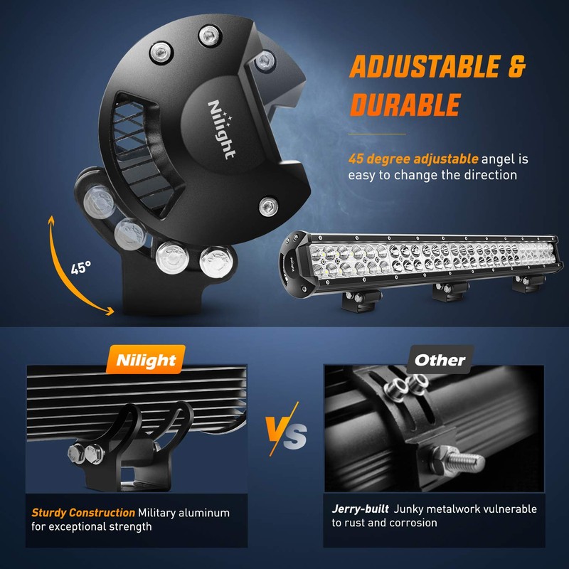 Nilight - 60007C-A 25" 162W Led Light Bar Flood Spot