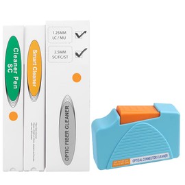 Duogalia Fiber Cleaner Optical Tools Kit Includes Cleaning Pen for 2.5mm SC/ST/FC Connector, Cleaing Pen for 1.25 mm LC/MU Connector and Cleaning Box for FC & SC & LC End Faces (Orange&Purple&Blue)