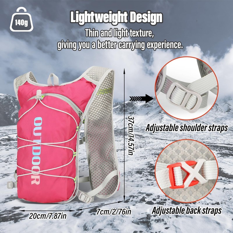 Sahunfri Women's Running Vest Pink, Lightweight Hydration Backpack with 250ml