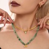Unurgoonit Green Stone Beaded Necklace with Gold Plated Pendant, 15.7+2.75