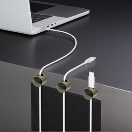 4PCS Bronze Colour Cord Holder for Nightstand,Metal Phone Cord Holder,Adhesive Adjustable 2-in-1 Cord Clips for Charging Cords,Cable Management Wire Organizers for Desktop,Nightstand,Home,Office,Wall