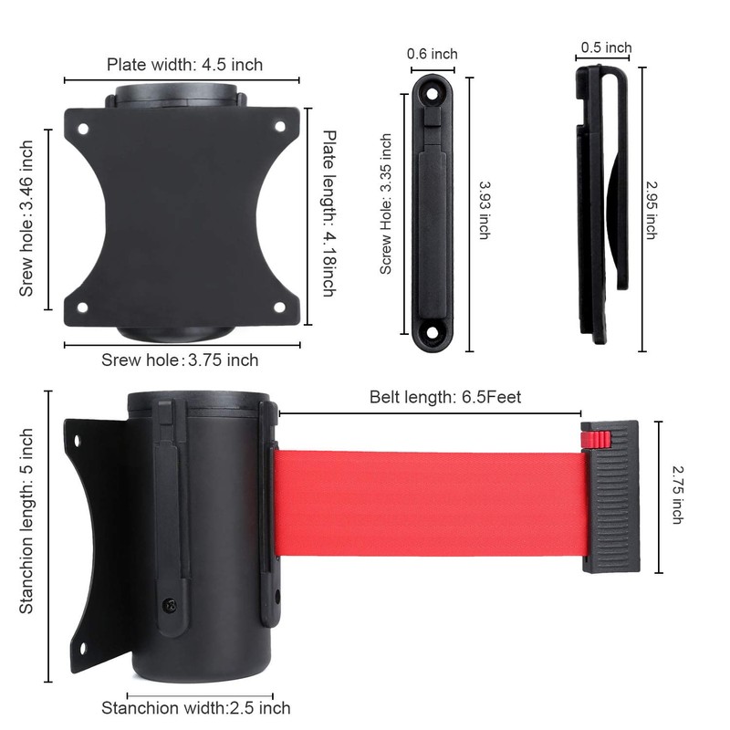 LeaGerous Retractable Wall Barrier, 6.5 feet Wall-Mouted Crowd Control Barrier