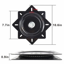 2Pack 8 Inch Lazy Susans Turntable Bearings Swivel Zinc Plate, Black Square Lazy Susan Hardware, Heavy Duty Lazy Susan Replacement Parts for Table, Chair, Round Bar Stools with 500LB Capacity Load