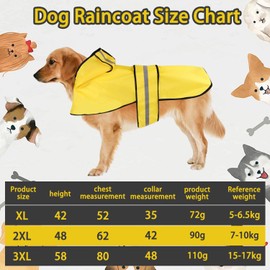 Dog Raincoat, Waterproof Dog Raincoat with Hood, Adjustable Dog Raincoat, Dog Raincoat with Safe Reflective Strips, for Small, Medium and Large Dogs