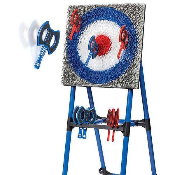 Axe Throwing Game Set with 8 Tomahawks and a Bristle Target,Outdoor Portable Axe Throwing Target Set for Backyard, Park, Blue