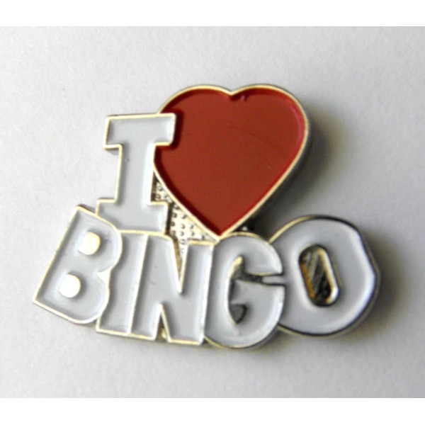 I LOVE HEART BINGO GAMBLING CASINO NOVELTY LAPEL PIN BADGE