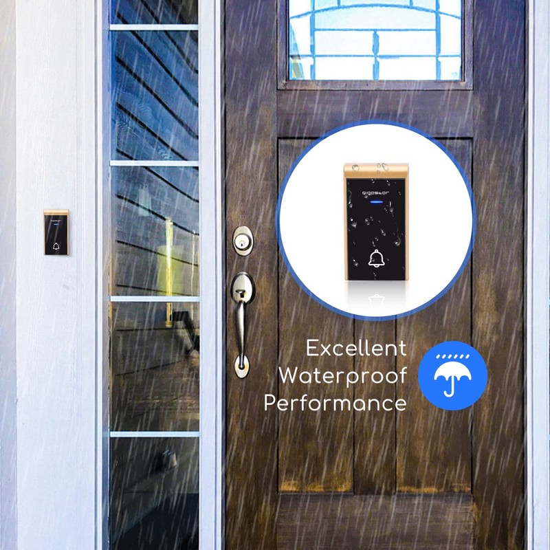 Aigostar doorbell, waterproof portable wireless bell set, doorbell kit, wireless