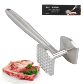 AKOLAFE Meat Tenderiser Stainless Steel 304 Non-Stick Schnitzel Tenderiser Double-Sided Meat Hammer Hanging Meat Tenderiser for Steak, Chicken, Pork, Ribs, Dishwasher Safe