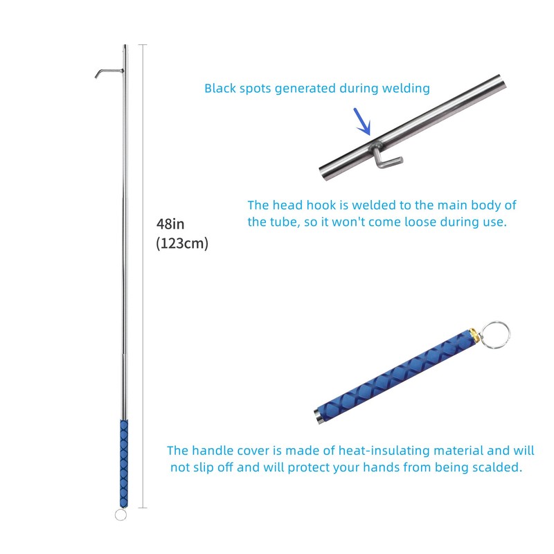 RAOMEIDE 48 Inches Fire Poker for Fire Pit Outdoor, Extra