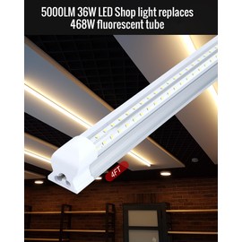 TIMIKEY 6 Pack LED Shop Lights,6500K 5000LM 4FT 36W Super Bright Strip Fixture,FCC&ETL No Interference,Plug&Play Ceiling Lighting is idea for Garage,Cabinet,Shop, Workbench,Warehouse