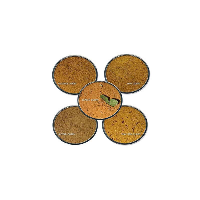 Curry Spices Gift Set - Contains: 5 different spice jars