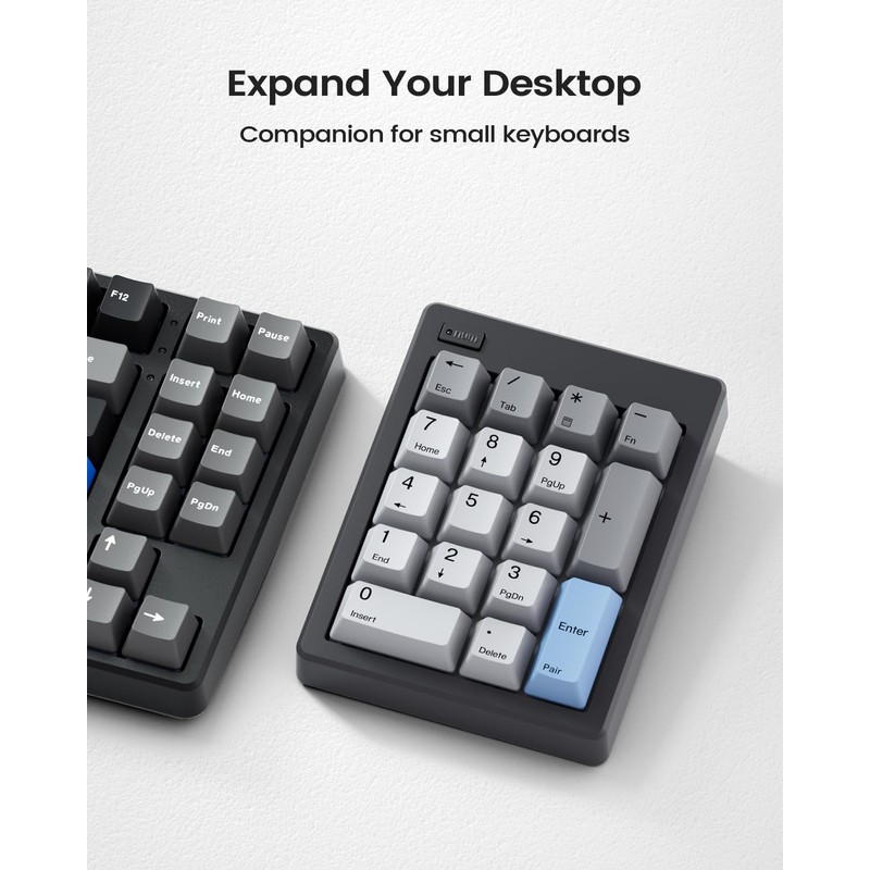 Wireless Mechanical Number Pad, Bluetooth 5.0&2.4G Wireless Dual Mode Hot