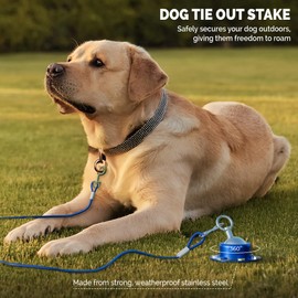 Heavy Duty Dog Tie Out Stake – 360° Rotating Dog Anchor with Secure Ground Screws for Yard and Camping – Rust-Resistant Dog Stakes for Outside – Ideal for Outdoor Use