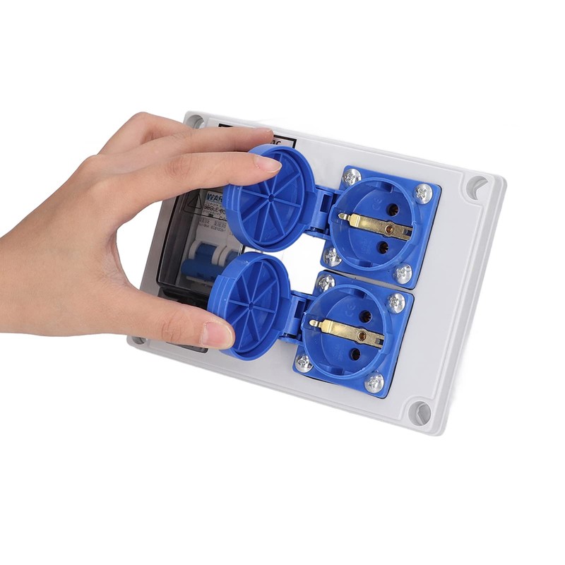 Eujgoov SGKJ-2C 2-Position German Socket Waterproof ABS Shell Socket Box