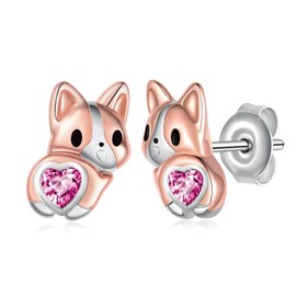 SCZKLAQ Corgi Earrings for Women 925 Sterling Silver Corgi Dog Earrings Cute Animal Puppy Dog Jewelry for Women Corgi Gifts for Corgi Lovers (October)