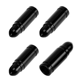 VekAuto 4 Stück Reifenventilkappen,32x10MM Auto Radventilkappe Universal für Auto Fahrrad Motorrad Anti-Crash Aluminiumlegierung Schwarz Reifenventilabdeckung Ventilkappe Reifenventilkappe