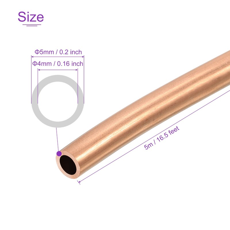 DMiotech 4mm x 5mm Long 5.0 M Refrigerator Copper Pipe