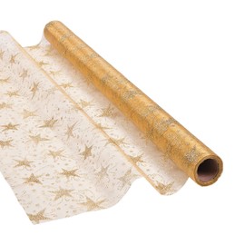 Gold Glitter Star Fabric Roll - 30 feet - Party, Event and Wedding Wall Decor