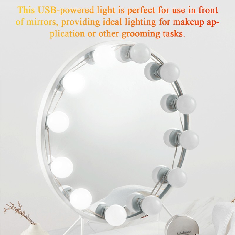 Mirror Front Light USB Makeup Light Tri-color Dimming Mirror Light