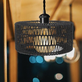 ABOOFAN Pantalla de Lámpara de Mimbre Lámpara de Araña Tejida de Tambor Medio Cubiertas de Luz Colgante de Ratán para Lámpara Colgante de Techo Lámpara de Pie L