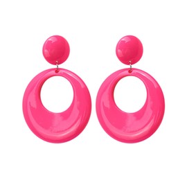 Retro Neon Dangle Earrings for Women 70s 80s Acrylic Hoop Drop Earrings Statement Costume Jewelry-rose
