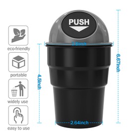 Moeput - Mini cubeta de basura para coche, bonito soporte para vasos, botes de basura para automóviles, papelera portátil con tapa, a prueba de fugas, para oficina, computadora, hogar, cocina (gris)